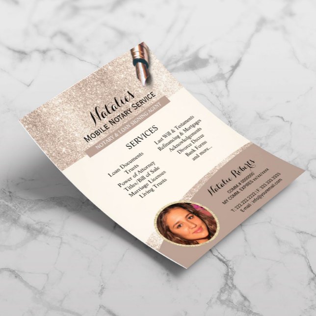 Mobile Notary Service Modern Gold Glitter Photo Flyer (Creator Uploaded)