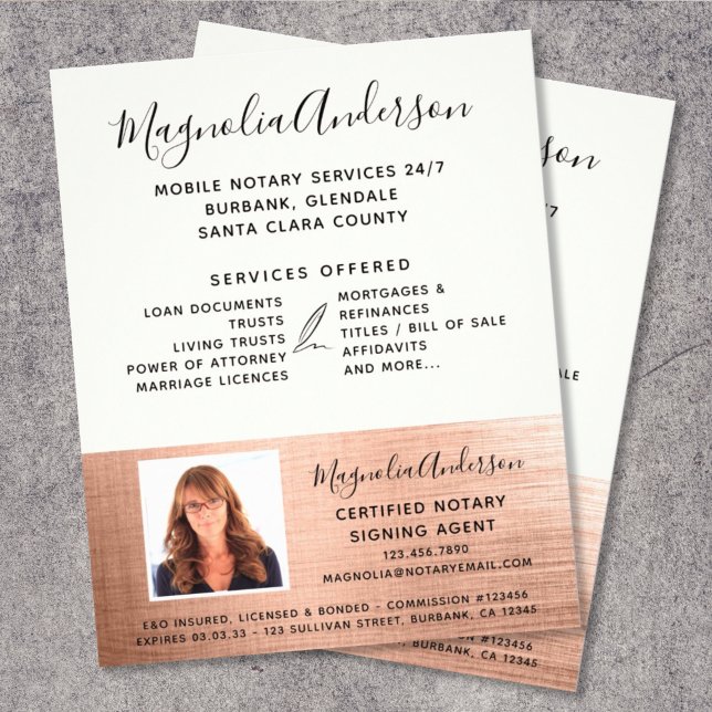 Mobile Notary Service Rose Gold Photo Flyer (Creator Uploaded)