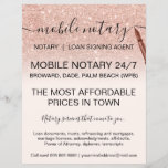 Mobile notary services rose gold glitter ombre flyer<br><div class="desc">Mobile notary services rose gold glitter ombre on on light pastel pink</div>