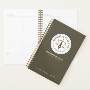 Mobile Notary Signing Agent Legal Public Khaki Planner