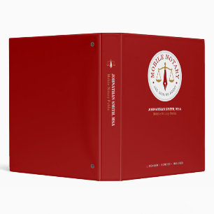 Mobile Notary Signing Agent Legal Public Red Binder