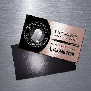 Mobile Notary Signing Agent Modern Rose Gold Photo Magnetic Business Card