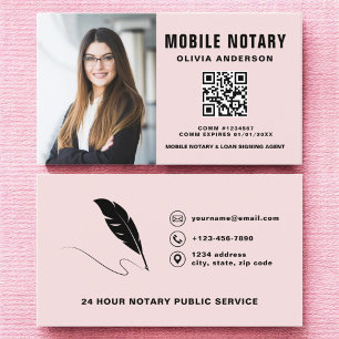 Mobile Notary Signing Agent QR Code Photo  Business Card