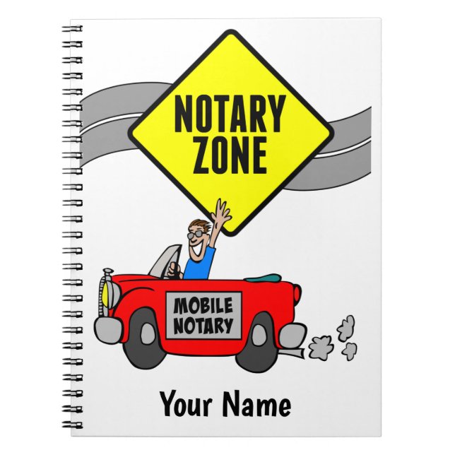 Mobile Notary Zone Red Sports Car Customized Name Notebook (Front)