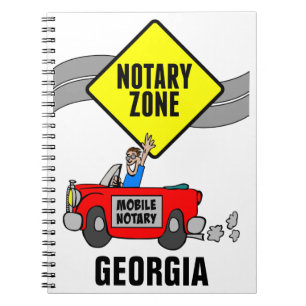 Mobile Notary Zone Red Sports Car Georgia Notebook