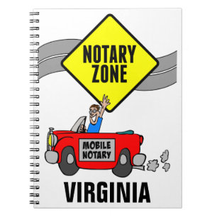 Mobile Notary Zone Red Sports Car Virginia Notebook