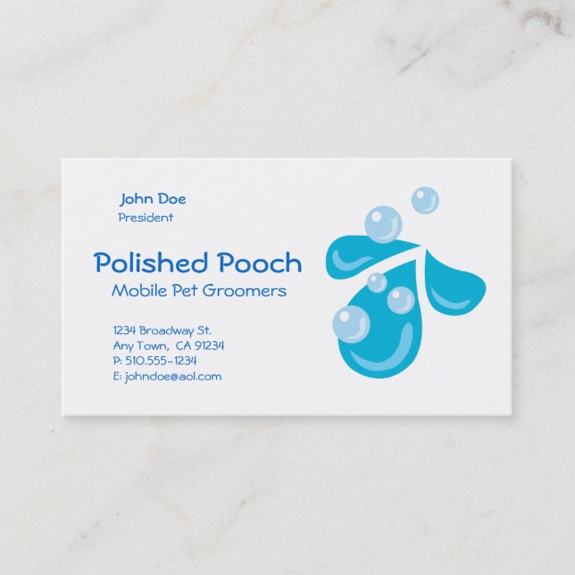 Mobile Pet Groomer_Polished Pooch Business Card (Front)
