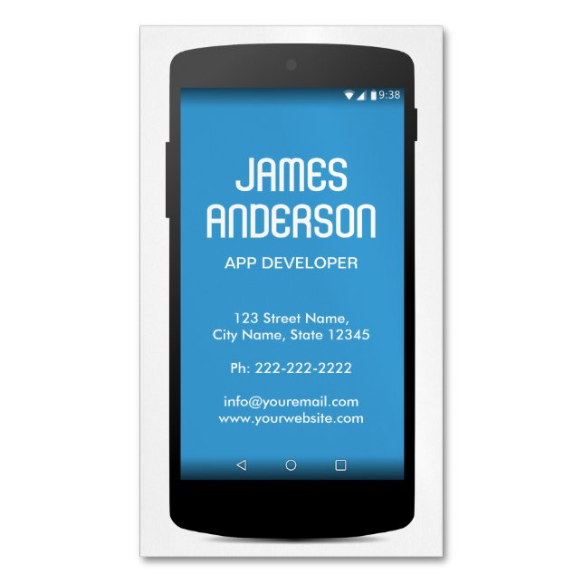 Mobile Phone App Developer Software Engineer Coder Magnetic Business Card (Front Vertical)