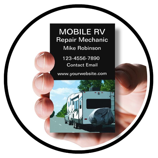 Mobile RV Motorhome Repair Mechanic  Business Card (mobile rv repair)