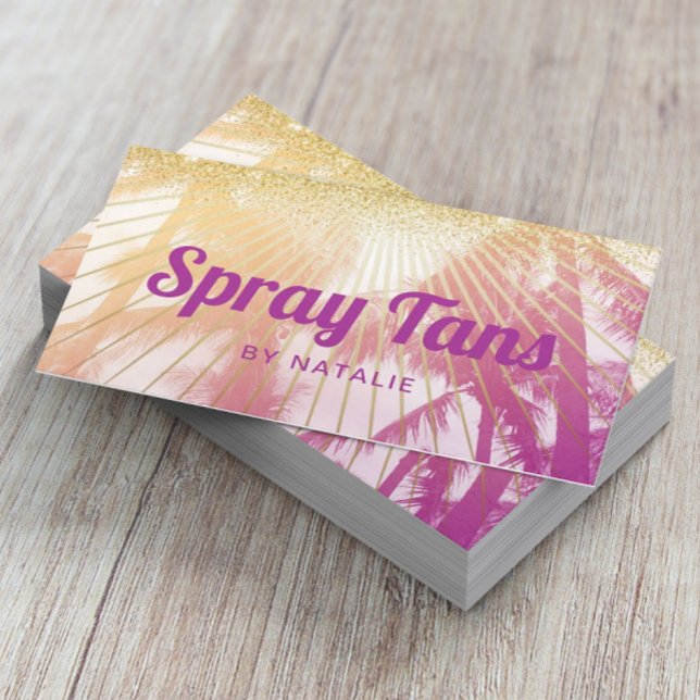 Mobile Spray Tan Tropical Palm Beach Purple Business Card (Creator Uploaded)