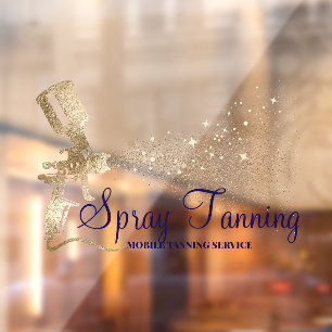 Mobile Spray Tanning navy Gold Sparkling Window Cling