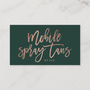 Mobile Spray tans logo rose gold typography green Business Card