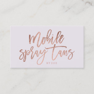 Mobile Spray tans logo rose gold typography lilac Business Card