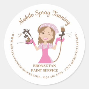 Mobile Tanning Spray Body Paint Lady Boss Classic Round Sticker