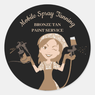 Mobile Tanning Spray Body Painter Lady Boss Classic Round Sticker