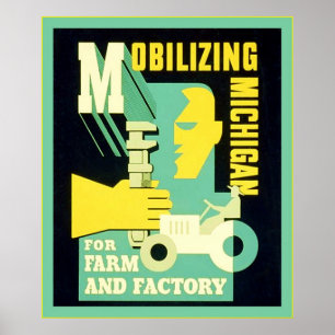 Mobilizing Michigan ~ Vintage Employment Ad Poster