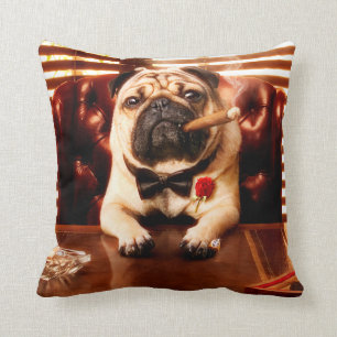 Mobster Dog Throw Pillow