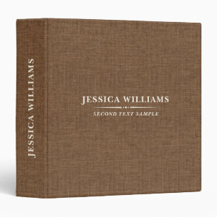 Mocca Brown linen personalizable typography Binder