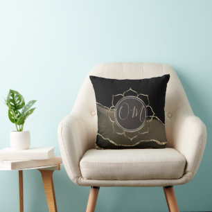 Mocha Agate Glittery OM  Throw Pillow