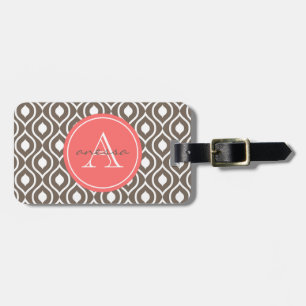 Mocha and Coral Gail Print Luggage Tag