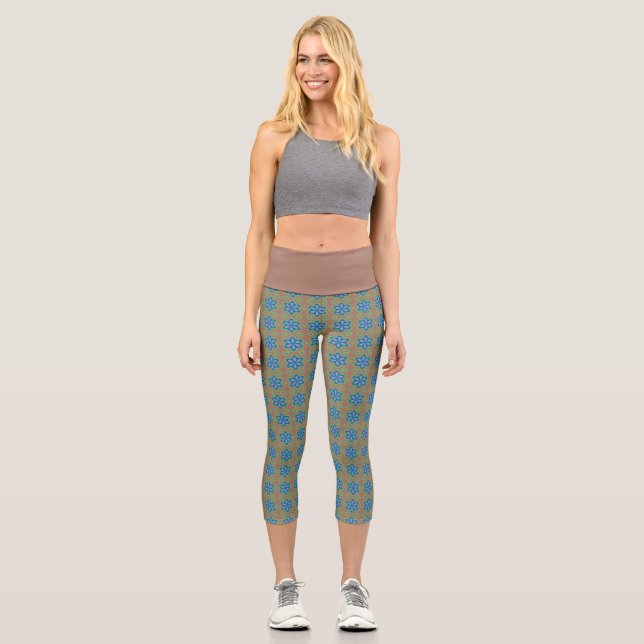 mocha and fashion colours capri leggings (Front)