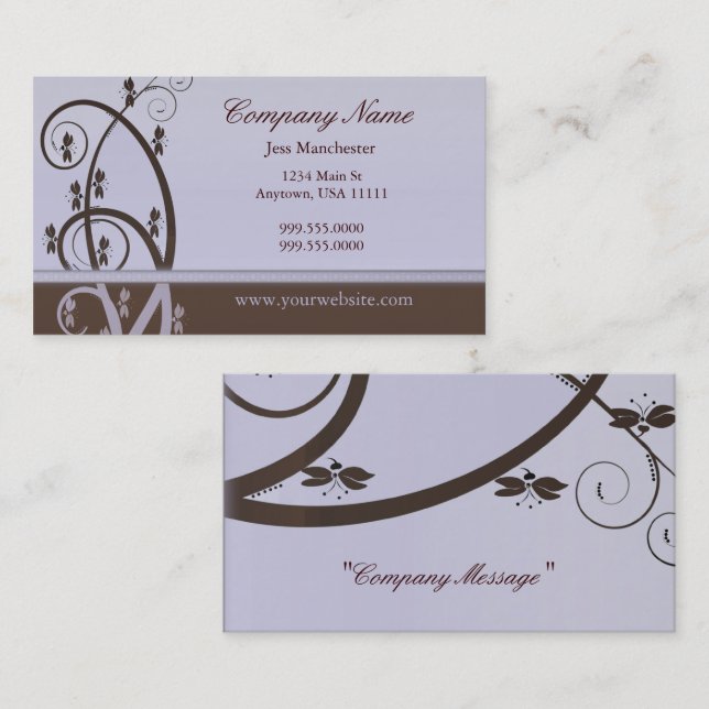 Mocha and Lilac Vine Business Card (Front/Back)