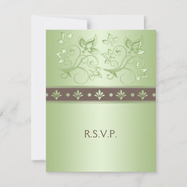 Mocha and Mint Floral Reply Card (Front)