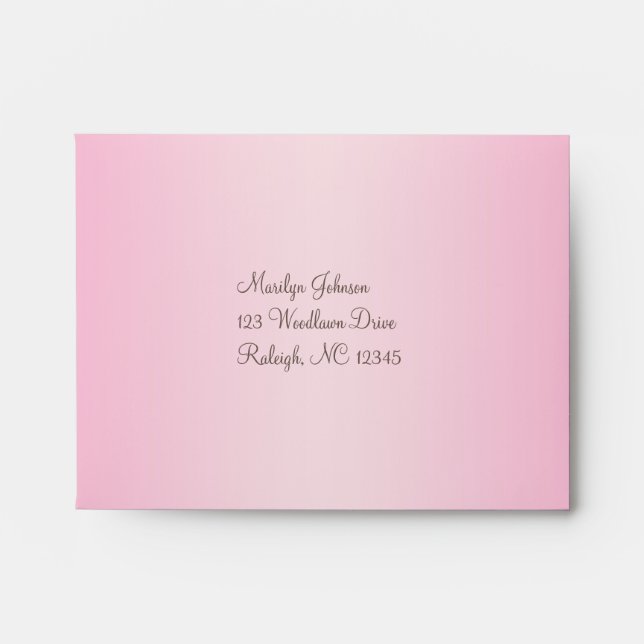 Mocha and Pink Return Address Envelope for RSVP (Front)
