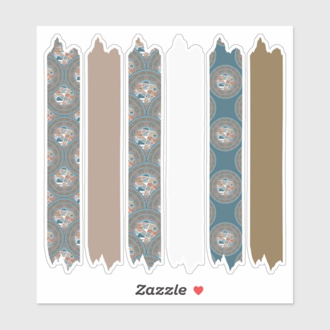 Mocha and Teal Dot Mandala Patterns Washi Tape (Sheet)