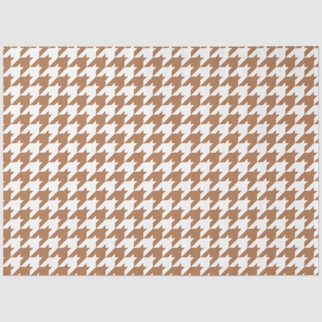 Mocha and White Houndstooth Seamless Pattern Tissue Paper (Front)