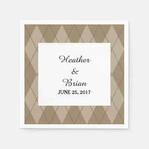 Mocha Argyle Paper Napkins