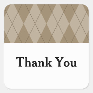 Mocha Argyle Wedding Thank You Stickers
