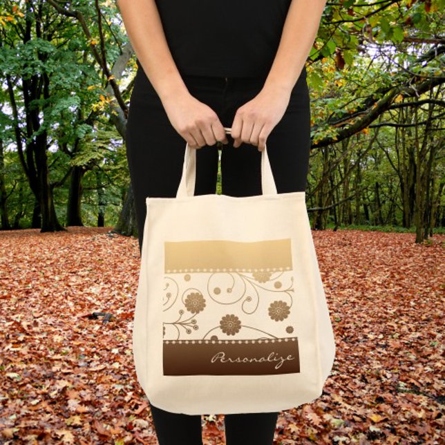 Mocha Bloom Banner Totebag Tote Bag (Mocha Bloom Banner Tote Bag)