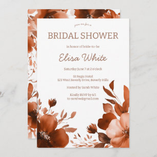 Mocha Blooms Watercolor Bridal Shower CUSTOM Invitation