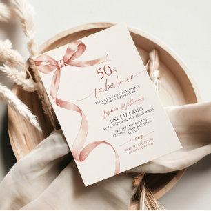 Mocha Bow 50 & Fabulous Birthday Invitation