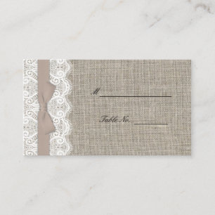 Mocha Bow and Lace Reception Place Card
