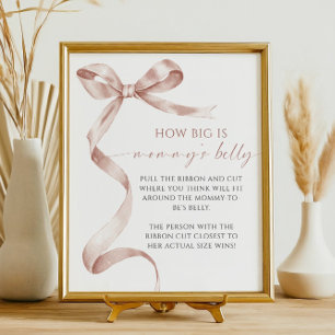 Mocha Bow How Big is Mommy's Belly Shower Game Poster