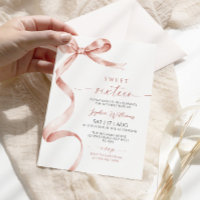 Mocha Bow Sweet 16 Birthday Invitation