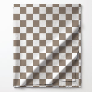 Mocha Brown and White Chequered Pattern Fabric