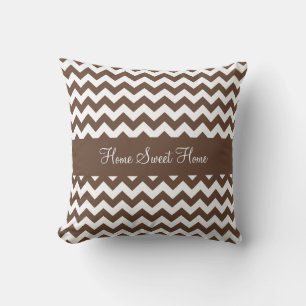 Mocha Brown Chevron Throw Pillow