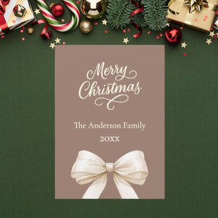 Mocha brown cream bow Christmas