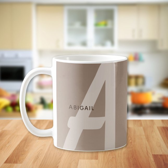 Mocha Brown Custom Monogram Name  Coffee Mug (Creator Uploaded)