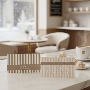 Mocha Brown French Stripes Bakery Loyalty Punch  Business Card