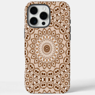 Mocha Brown Geometric Mandala Pattern iPhone 16 Pro Max Case