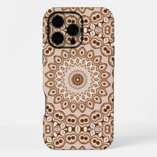 Mocha Brown Geometric Mandala Pattern iPhone 16 Pro Max Case