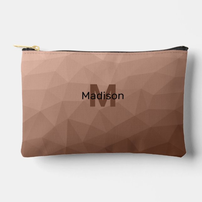 Mocha Brown geometric mesh pattern Monogram Accessory Pouch (Front)