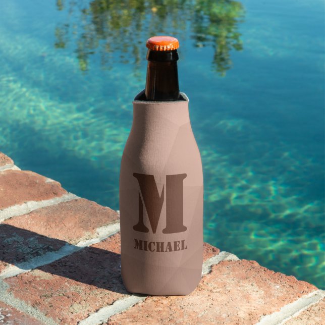 Mocha Brown geometric mesh pattern Monogram Bottle Cooler (In Situ Pool)