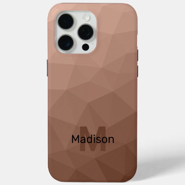 Mocha Brown geometric mesh pattern Monogram Case-Mate iPhone Case (Back)
