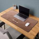 Mocha Brown geometric mesh pattern Monogram Desk Mat<br><div class="desc">Monogram Personalize with your custom initial and name. Unique cool desk mat for his office,  room,  work,  man cave,  gaming room.. 
Brown Gradient Geometric Mesh Pattern. Subtle modern design Elegant and cool Triangle geometric mesh gradient.</div>