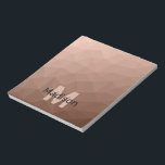 Mocha Brown geometric mesh pattern Monogram Notepad<br><div class="desc">Monogram Personalize notepad school office stationery with your custom initial and name. Triangle geometric mesh with light dark brown ombre gradient.</div>